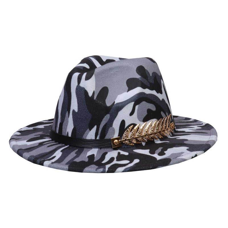 British Style Jazz Hat, Wool Graffiti Colorful Fedora With Belt, Wide-Brimmed Hat For Men And Women, Versatile Wide-Brimmed Hat - Image 1