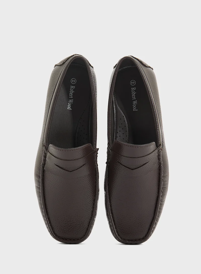 Robert Wood Saddle Details Smart Loafers