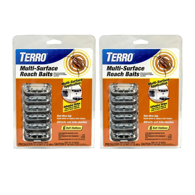 TERRO T500SR Indoor Multi-Surface Roach Bait Stations - Indoor Roach Killer, 12 Bait Stations, Black - Image 1
