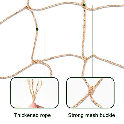 Miuezuth Jute Trellis Netting - Jute Netting for Garden, Heavy Duty Plant Support Netting for Climbing Plants, Cucumber, Vine, Fruits & Vegetables, Climbing Vining Plants (6.6 Ft x 9.8 Ft, 3.9 Inch Squares) - Image 3