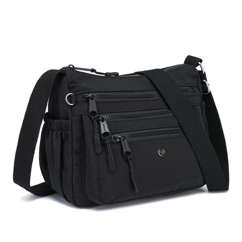 AOCINA Crossbody Bags for Women Multi Pocket Nylon Lightweight Ladies Purses Messenger Shoulder Handbags Satchel Travel Bag (Black) - Image 1
