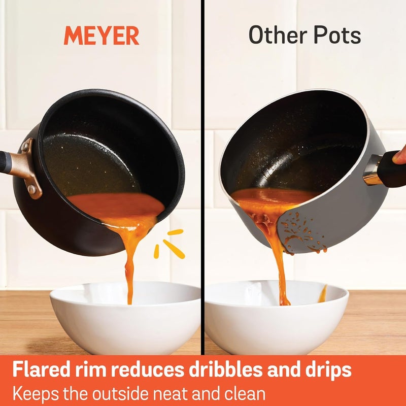 MEYER Nonstick Saucepan, 2 quart / 6" Induction Compatible Sauce Pan, Hard Anodized Nonstick, Dishwasher Safe, Oven Safe, Matte Black with Silicone Handles, Accent Series Cookware, Small, 2qt | 6 inch - Image 4