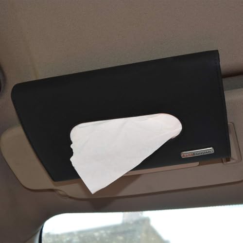 AutoFurnish 7D Car Tissue Holder/Organizer for Car Accessories|Essential Car Decor/Car Organizer|50 Free Tissues, PU Leather,Diamond Cut Stitching|Sturdy, Stylish with Easy Pull & Refill (Black) - Image 2