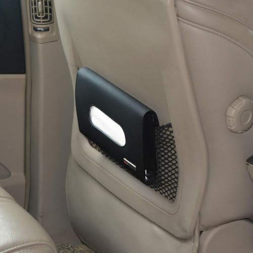 AutoFurnish 7D Car Tissue Holder/Organizer for Car Accessories|Essential Car Decor/Car Organizer|50 Free Tissues, PU Leather,Diamond Cut Stitching|Sturdy, Stylish with Easy Pull & Refill (Black) - Image 3
