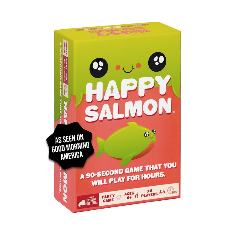 Exploding Kittens LLC Happy Salmon by Exploding Kittens - 3-8 Players - Ages 6+ - 90 Second Rounds - Easy to Learn Quick Matching Card Game - Ideal for Party, Family Game Night, Kid and Adult - Image 1
