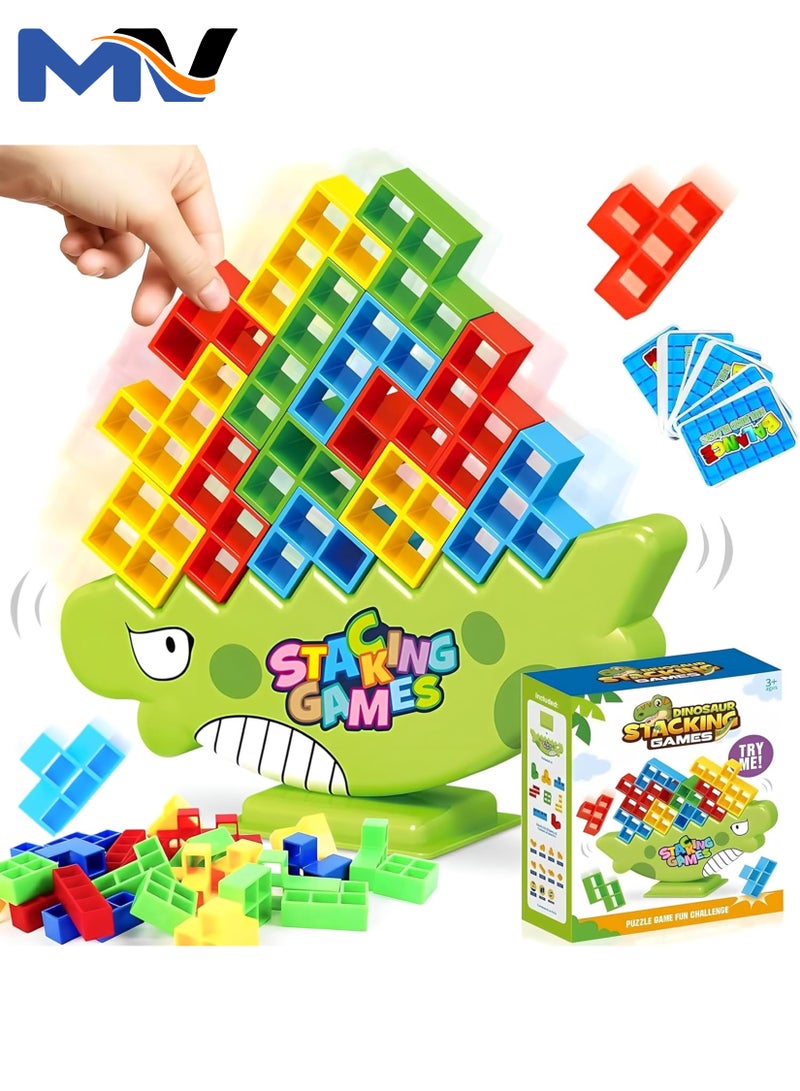 MAGIC VAULT 48Pcs Dinosaur Balance Stacking Blocks Game, Swing Stack High Child Balance Toy, Dinosaur Toys for Kids, Board Games, Family Games, Parties, Team Building Games for Adults Kids Toys  - Image 1