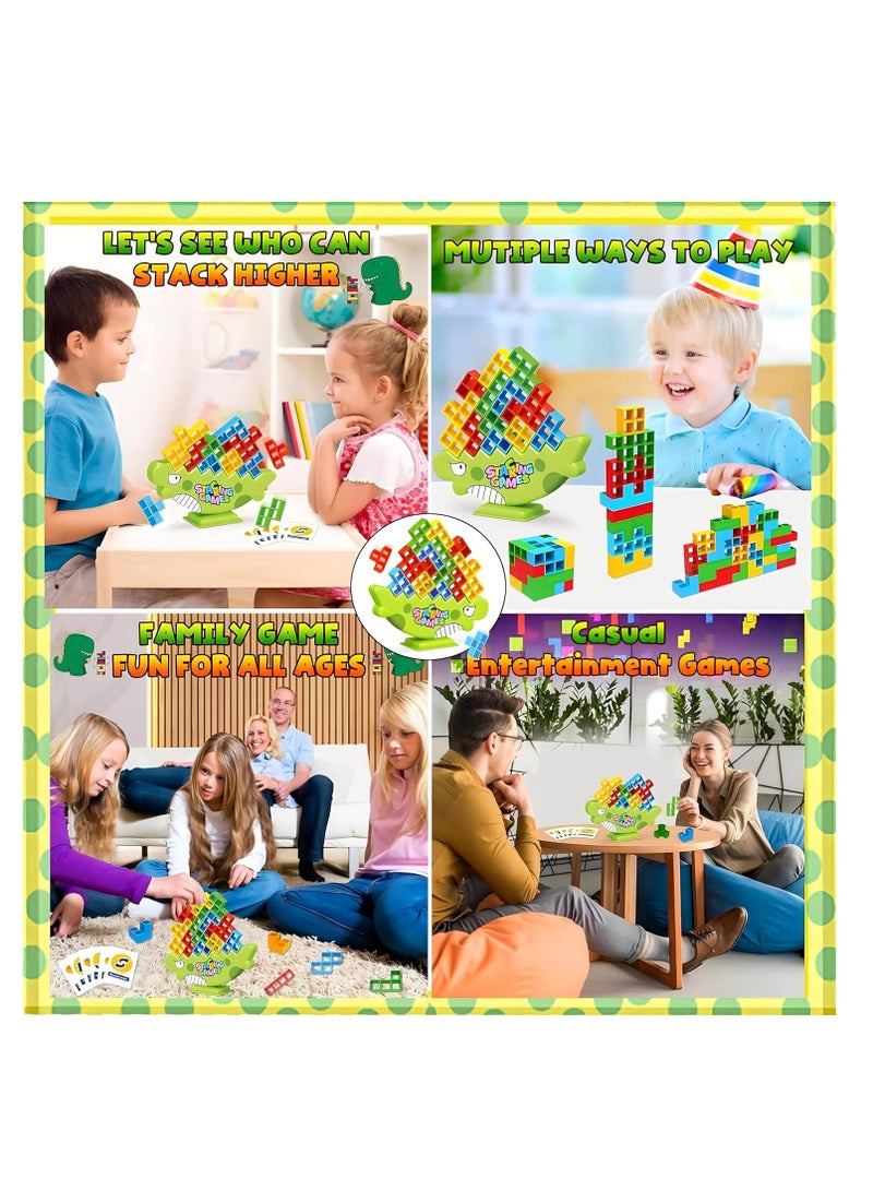MAGIC VAULT 48Pcs Dinosaur Balance Stacking Blocks Game, Swing Stack High Child Balance Toy, Dinosaur Toys for Kids, Board Games, Family Games, Parties, Team Building Games for Adults Kids Toys  - Image 3