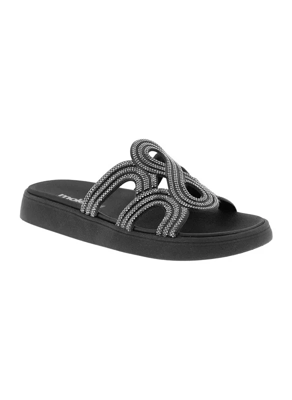 موليكا Moleca Ladies Flat Sandals Black | Made In Brazil