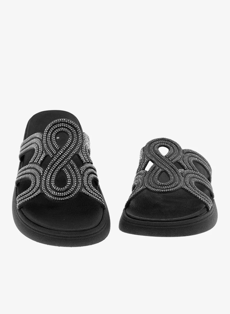 Moleca Black Flat Sandals for Women – Stylish Ladies Flat Sandals & Comfortable Flat Slippers for Women | Best Price UAE