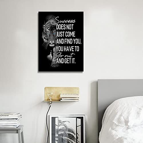 tigeridge Inspirational Wall Art for Bedroom Living Room Success Does Not Just Come Black and White Motivational Canvas Picture Tiger Words Art Quote Sign Home Office Wall Decor Framed Ready to Hang 12" x 16" - Image 5