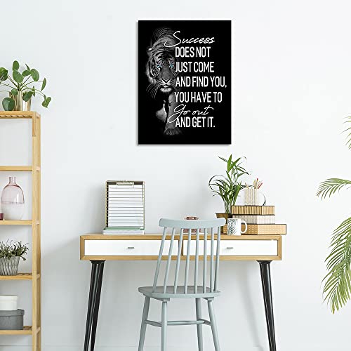 tigeridge Inspirational Wall Art for Bedroom Living Room Success Does Not Just Come Black and White Motivational Canvas Picture Tiger Words Art Quote Sign Home Office Wall Decor Framed Ready to Hang 12" x 16" - Image 4