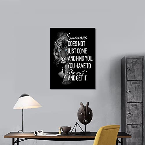 tigeridge Inspirational Wall Art for Bedroom Living Room Success Does Not Just Come Black and White Motivational Canvas Picture Tiger Words Art Quote Sign Home Office Wall Decor Framed Ready to Hang 12" x 16" - Image 3