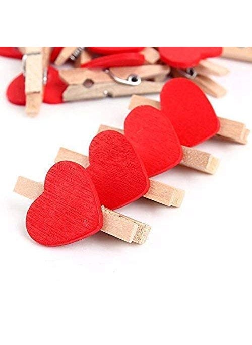 53 Arts 53ARTS 10 Pcs Cute Mini Red Heart Wooden Clip for Photo Hanging and Wall Decoration  - Image 4