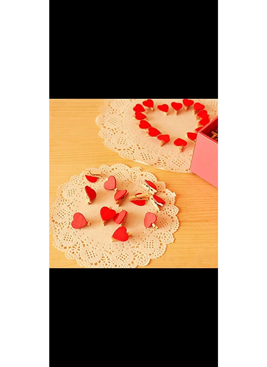 53 Arts 53ARTS 10 Pcs Cute Mini Red Heart Wooden Clip for Photo Hanging and Wall Decoration  - Image 2