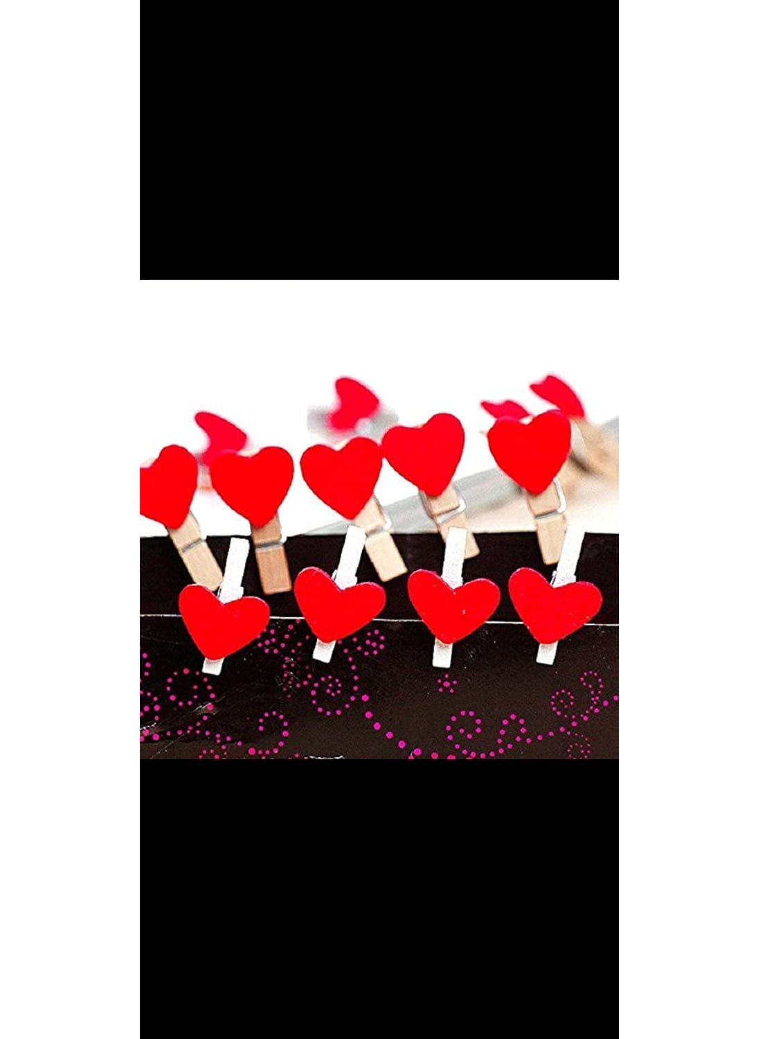 53 Arts 53ARTS 10 Pcs Cute Mini Red Heart Wooden Clip for Photo Hanging and Wall Decoration  - Image 3