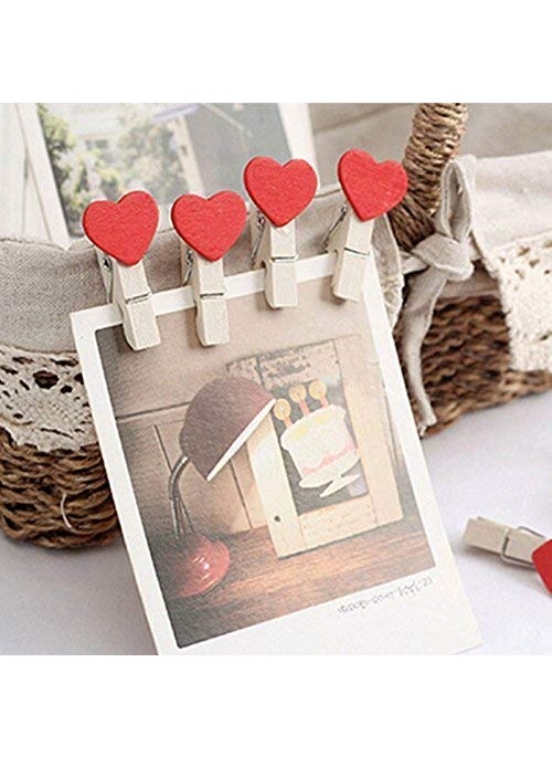 53 Arts 53ARTS 10 Pcs Cute Mini Red Heart Wooden Clip for Photo Hanging and Wall Decoration  - Image 5
