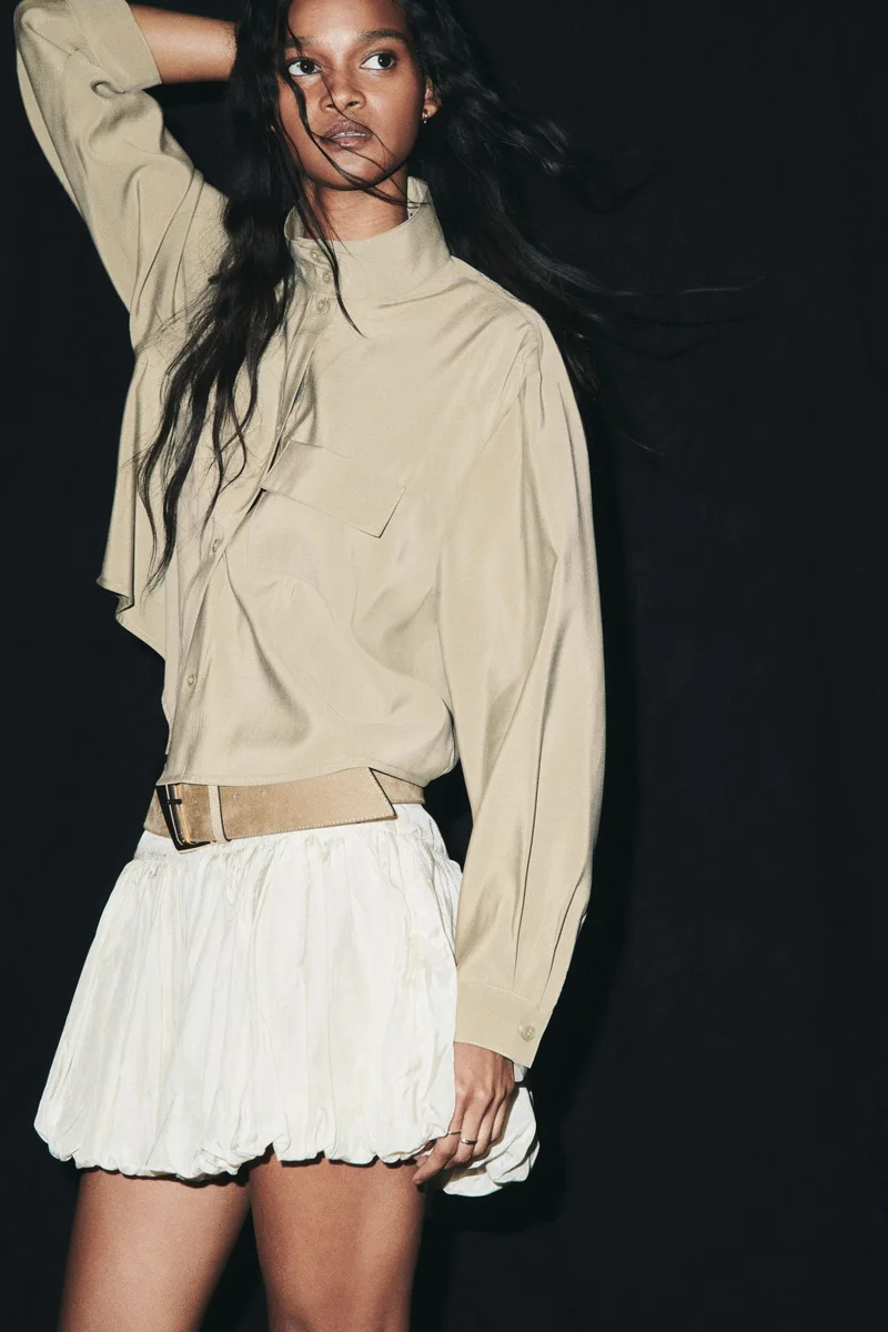 H&M Stand-collar viscose-blend shirt