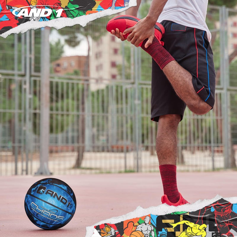 AND1 Chaos Basketball: Official Regulation Size 7 (29.5 inches) Rubber Basketball - Deep Channel Construction Streetball, Made for Indoor Outdoor Basketball Games, Black Hole - Image 4