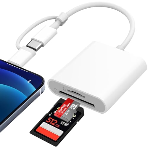 Luonanava SD Card Reader for iPhone iPad Mac, Dual Connector Lightning & USB C Memory Card Reader, SD Card Adapter to iPhone Support SD/Micro SD Card, Digital Camera Card Viewer to iPhone, Plug and Play - Image 1