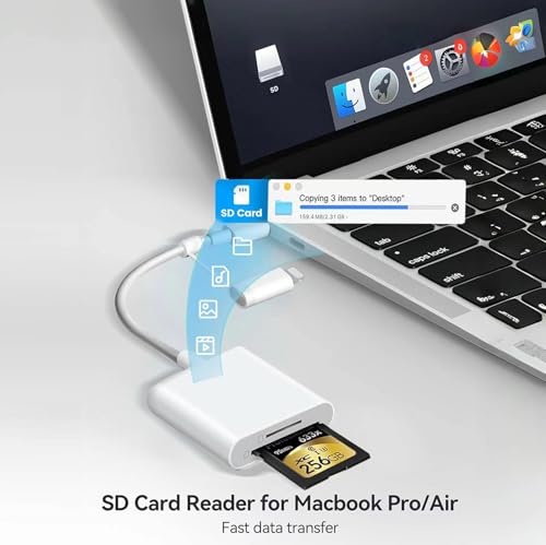 Luonanava SD Card Reader for iPhone iPad Mac, Dual Connector Lightning & USB C Memory Card Reader, SD Card Adapter to iPhone Support SD/Micro SD Card, Digital Camera Card Viewer to iPhone, Plug and Play - Image 5