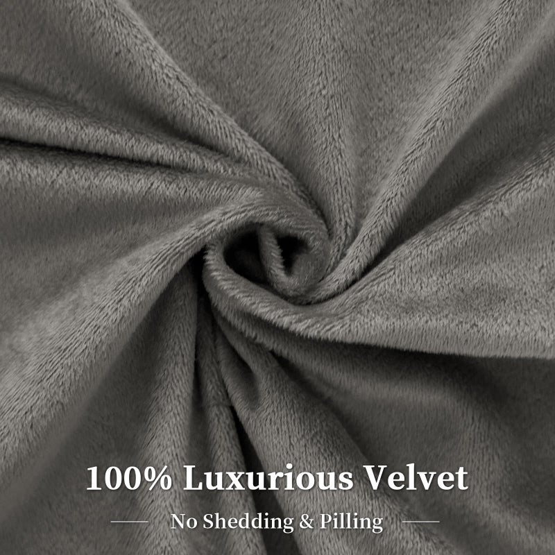 بي أتش إف PHF Super Super Velvet Cover Cover Cover Queen Size 3pcs الفاخرة الفاخرة الدافئة الفاخرة الفاخرة الفاخرة مع 8 روابط غلاف مريح من الفانيلا المريح مع وسادة shams Zipper Closure 90 "X90" Smoke Gray - Image 4