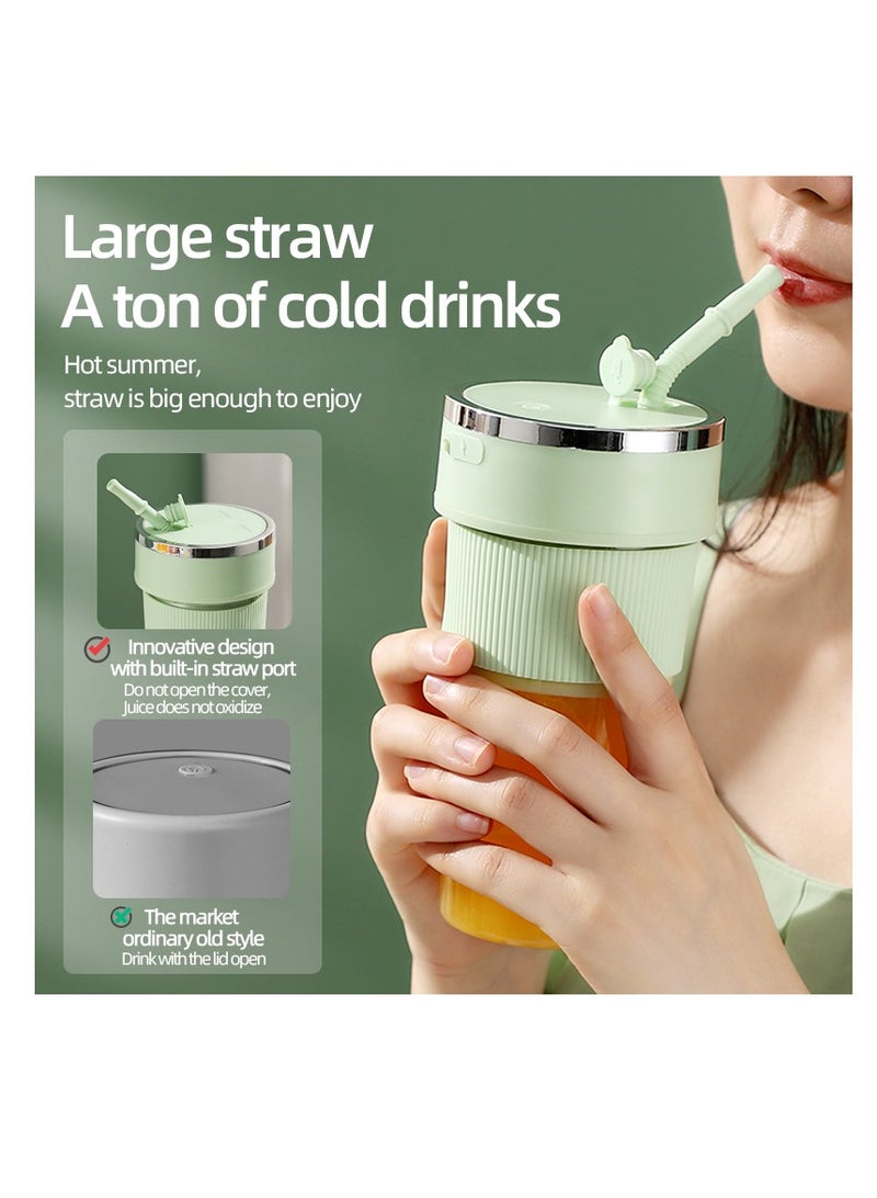 Portable Wireless Juicer Cup, 6 Stainless Steel Blades, with Straw for Direct Drinking, USB Rechargeable Dual Speed, Ice Crushing, Multi-functional Electric Blender for Home, Office, Travel, 350ML Large Capacity Creative Gift(K1-White)  - Image 4