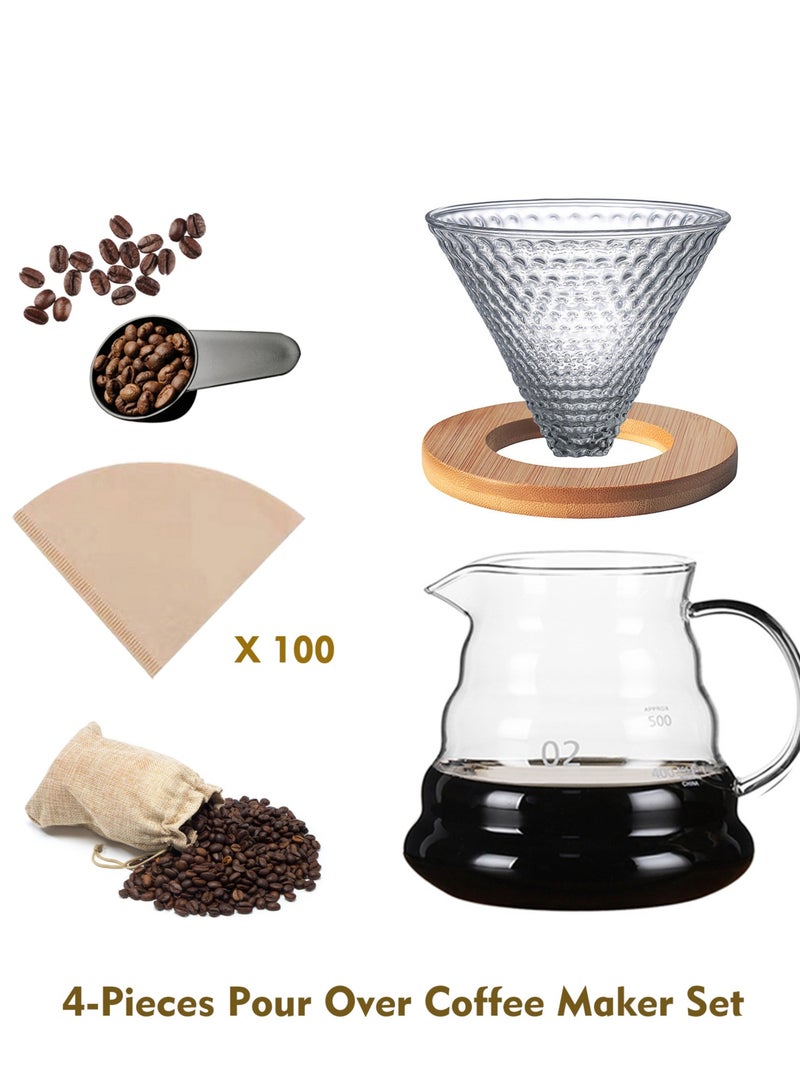 Old_Feller V60 Coffee Machine Drip Brew Set Contains 4-Pieces Pour Over Coffee Drip Coffee  - Image 1