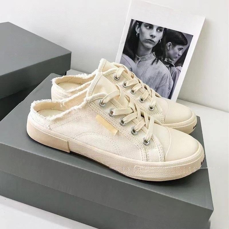 2026 New Paris Style Canvas Shoes for Men and Women - Summer Breathable Flat White Shoes, Vintage Low-Top, Slip-On, Large Sizes