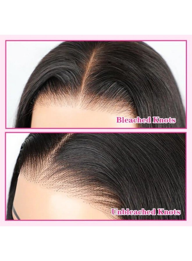 BLY Human Hair Lace Front Glueless Wigs for Women 13x6 Kinky Straight Pre Bleached Knots Yaki Human Hair Wig HD Transparent Lace Pre Plucked 180% Density Natural Black Color 20 Inch - Image 3