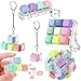 Halloscume 5 Pcs Keyboard Adult Fidget Clicker in 5 Styles Keyboard Fidget Keychain Cube Mechanical Key Button Clicker Stress Relief Gift for Office Home Pass TimeMacaron Colors - Image 2