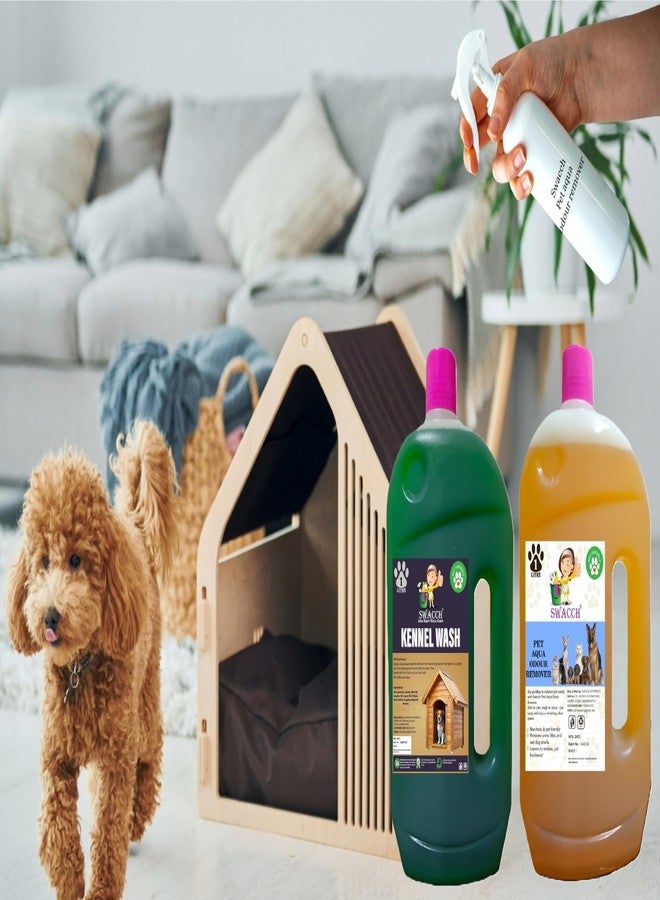 swacch Kennel Wash + Pet Aqua Odour Remover 1 Litre Combo Pack of 2 Mogra & Orange I Floor Cleaner Liquid I Economical Pack I Dog and Cat Friendly - Image 2