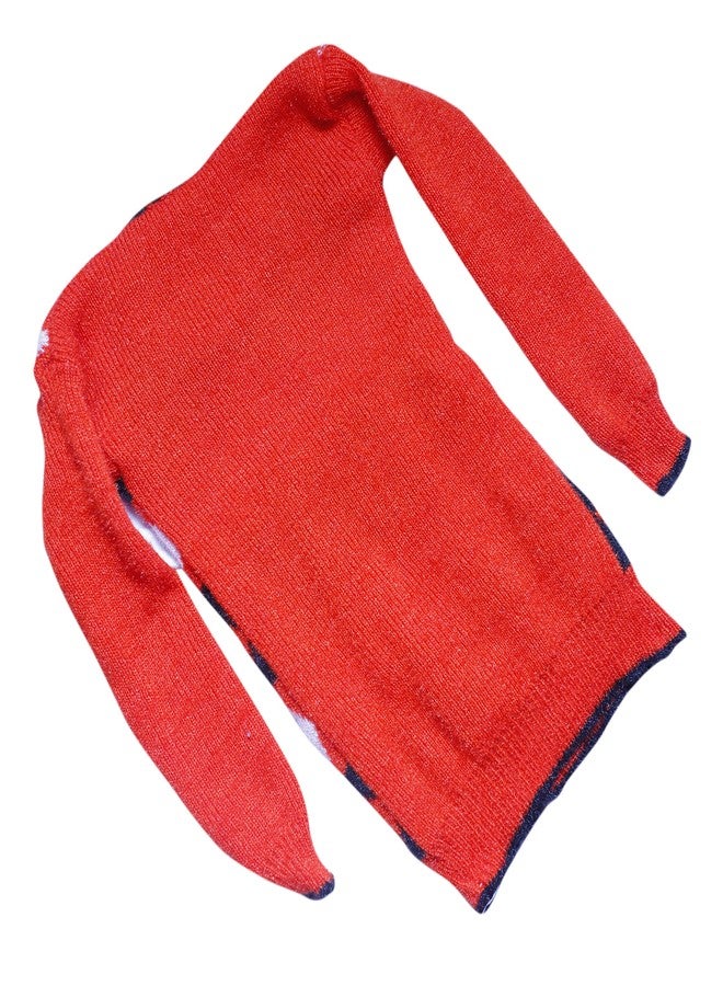Honbon Woolen Sweater Geometric Print Full Sleeve Sweatshirt Hoodie Winter Clothing for Baby Girls Boys 1pcs Red - Image 2