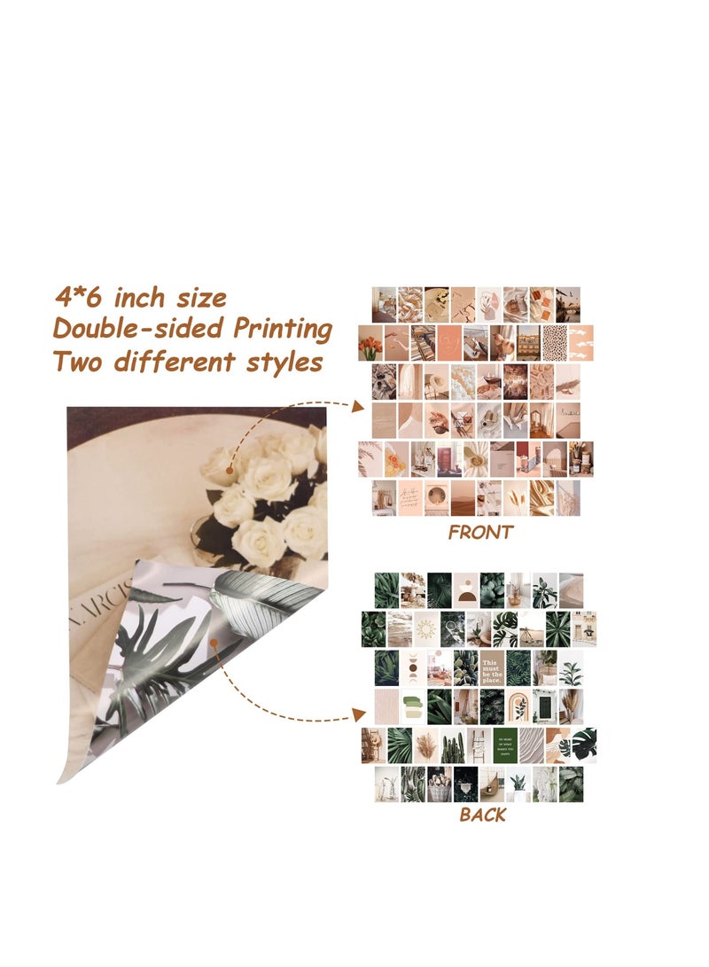 Suntown 50Pcs Photo Collage Kit, Boho Bedroom Wall Art, Vintage Wall Collage KitBeige Photo Collage kit, Poster Aesthetic Pictures, for Dorm, Home Bedroom Decor Gift for Party, Birthday, Graduations - Image 3