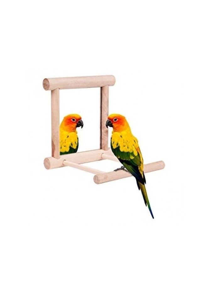 Wooden Toy Mirror For Birds 10X10X7Cm