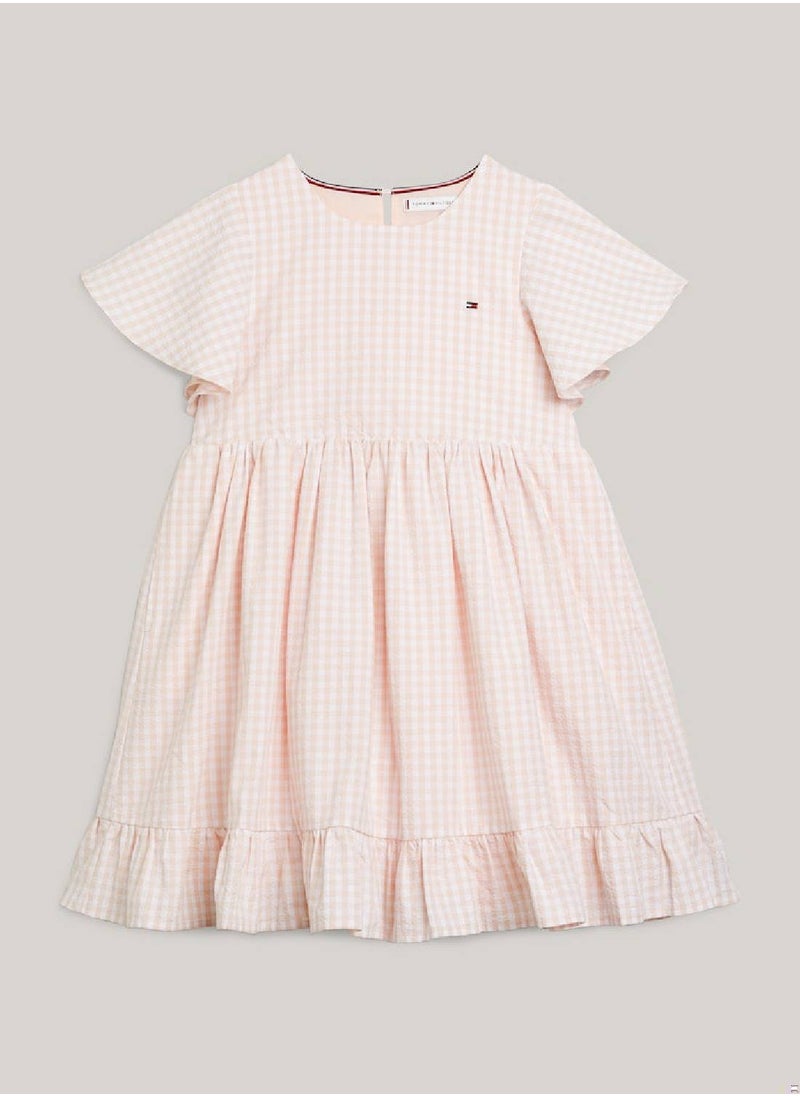 TOMMY HILFIGER Girls' Gingham Check Dress And Scrunchie Set -  Pure cotton, Pink  - Image 2