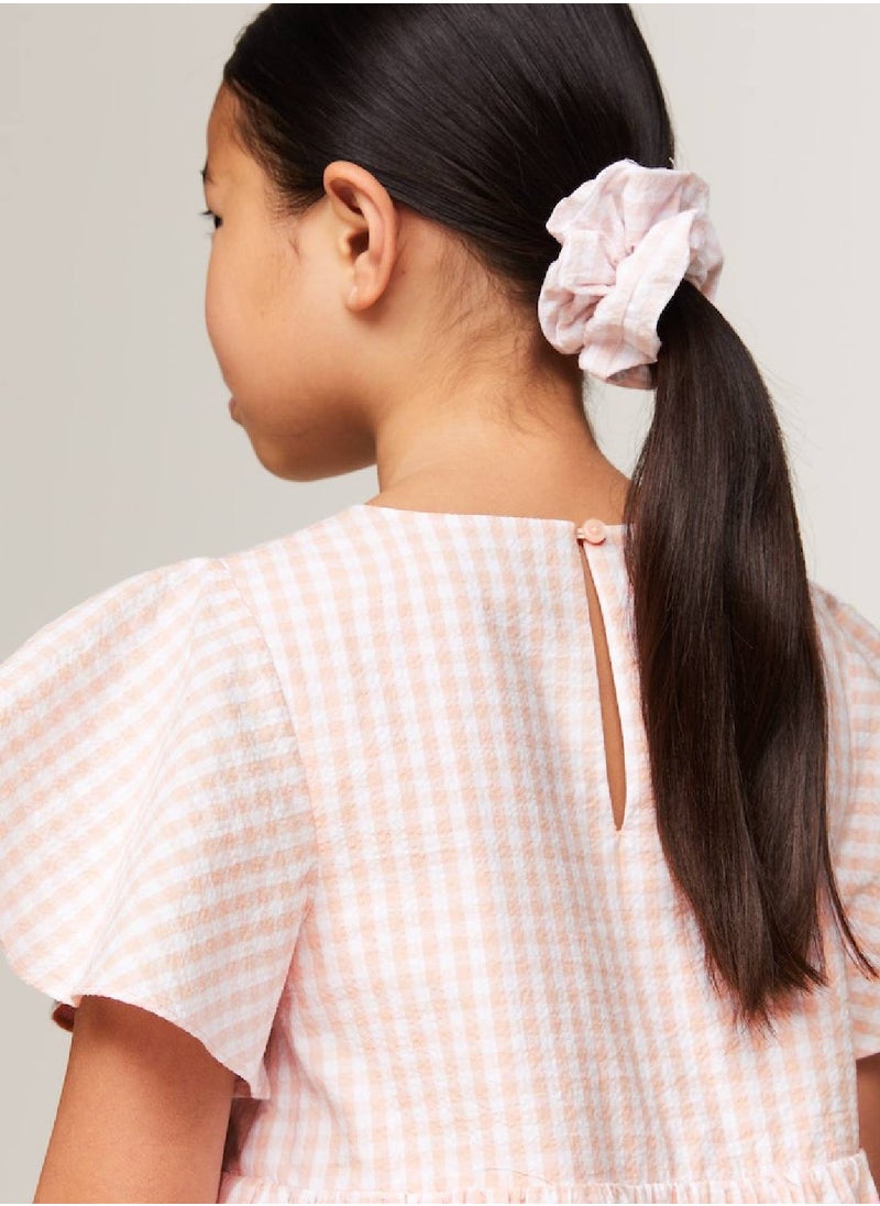 TOMMY HILFIGER Girls' Gingham Check Dress And Scrunchie Set -  Pure cotton, Pink  - Image 4