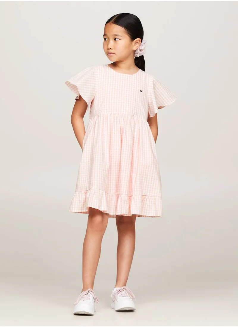 TOMMY HILFIGER Girls' Gingham Check Dress And Scrunchie Set -  Pure cotton, Pink