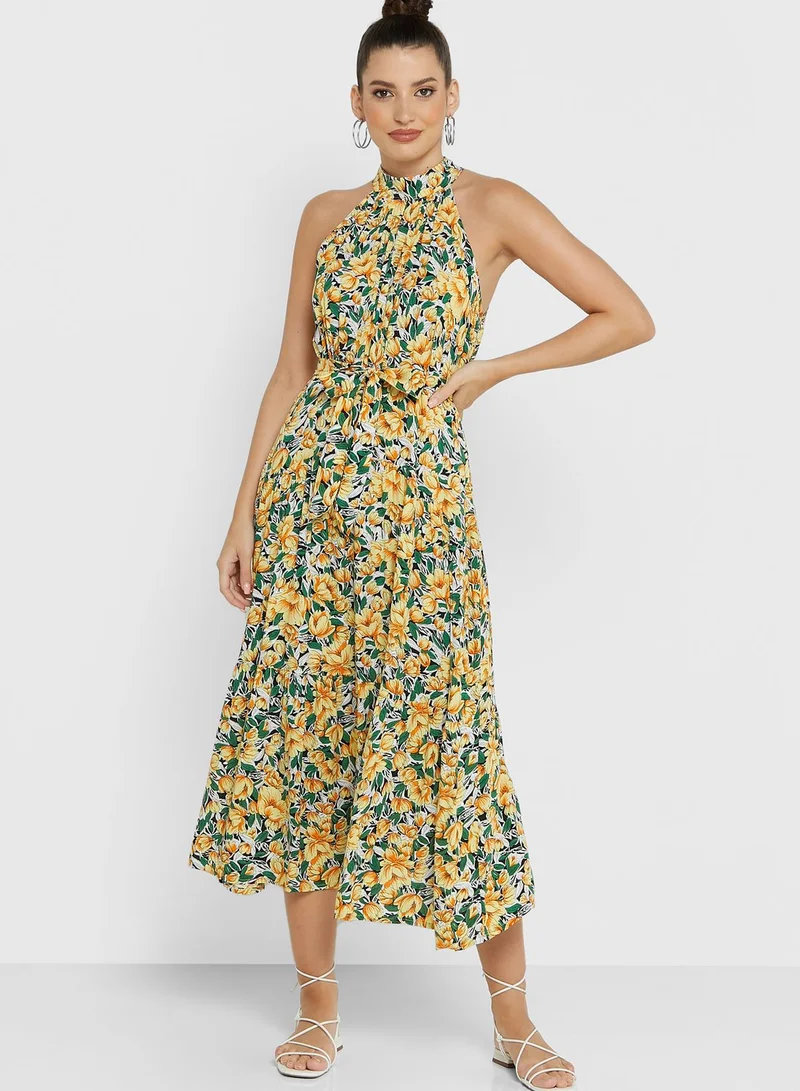 ELLA Printed Halter Neck Dress