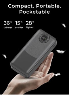 glassology 20000mAh Power Bank, PD20W + QC 22.5W Fast Charging, Polymer Battery, 2 USB Output Ports, Digital Display Power, Strong LCD Light, Compatible with iPhone, Samsung Galaxy, Apple Watch, AirPods, iPad Black  - Image 2