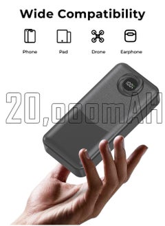 glassology 20000mAh Power Bank, PD20W + QC 22.5W Fast Charging, Polymer Battery, 2 USB Output Ports, Digital Display Power, Strong LCD Light, Compatible with iPhone, Samsung Galaxy, Apple Watch, AirPods, iPad Black  - Image 3