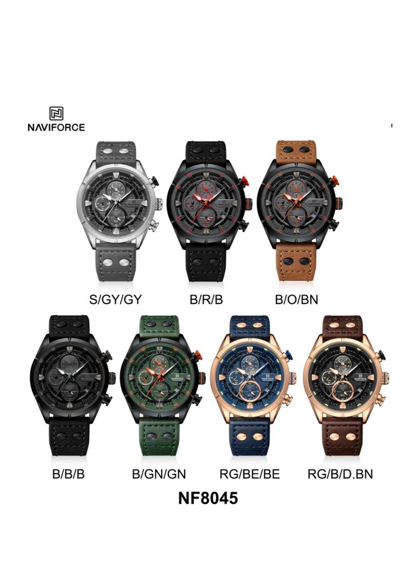 NAVIFORCE - Elegant Green Chronograph Watch for Men with Stainless Steel Case Water Resistant Premium Leather Strap Precision Quartz Movement Stylish Design for Business Casual and Outdoor Wear - Image 1
