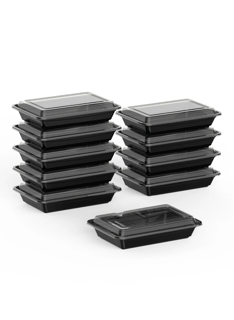 IDEAL PACK Black Base Rectangular Food Containers with Lids – 28 oz | 5 Pack | BPA-Free Meal Prep Containers | Microwave, Freezer & Dishwasher Safe - Image 3