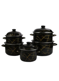 Sharpdo 5-Piece Set of Marble Enamel Thickened Straight Soup Pot with Double Ears 18/20/22/24/26cm  - Image 2