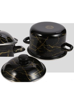 Sharpdo 5-Piece Set of Marble Enamel Thickened Straight Soup Pot with Double Ears 18/20/22/24/26cm  - Image 5