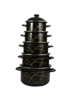Sharpdo 5-Piece Set of Marble Enamel Thickened Straight Soup Pot with Double Ears 18/20/22/24/26cm  - Image 1