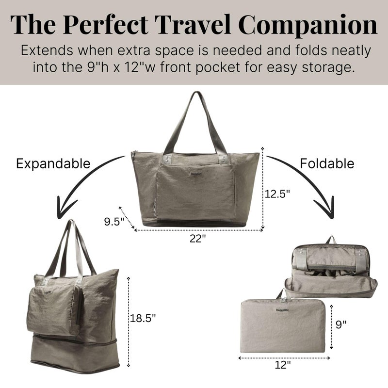 Baggallini Women's Carryall Expandable Packable Tote, Sterling Shimmer - Image 3