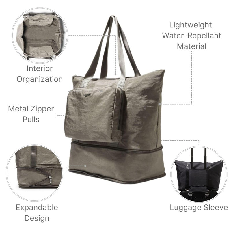 Baggallini Women's Carryall Expandable Packable Tote, Sterling Shimmer - Image 4