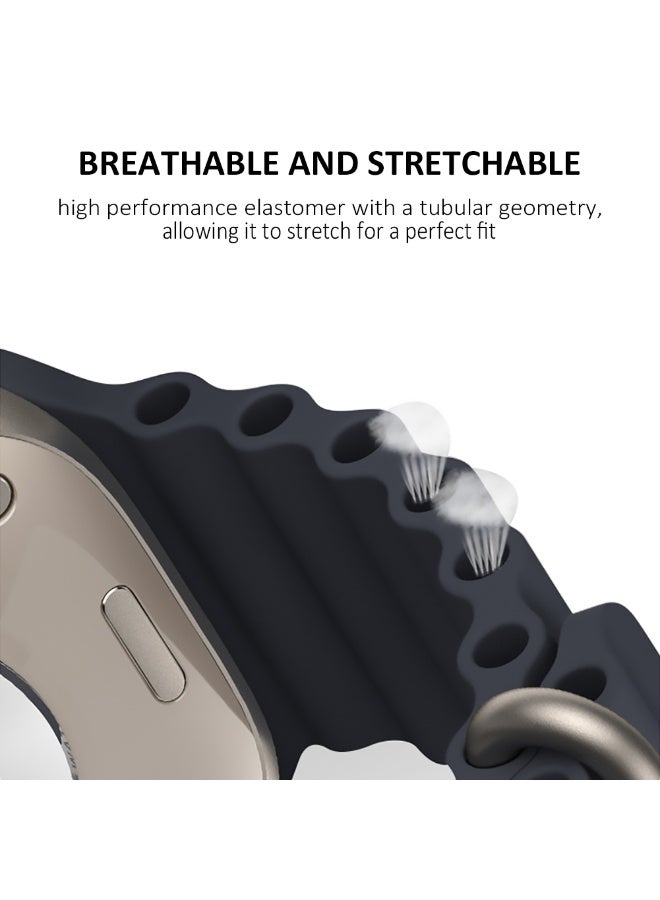 Ocean Bands  for Apple Watch Ultra/2 Band 49mm 46mm 45mm 44mm 42mm 41mm 40mm 38mm Women/Men,Waterproof Sport Silicone Wristband Strap for iWatch series 11 10 9 8 7 6 5 4 3 SE 2nd Ultra/2/3 49 mm - Image 2