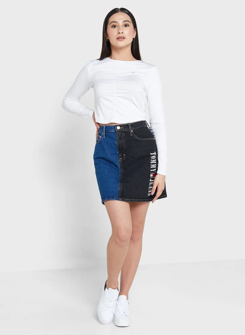 TOMMY JEANS Ruched Knitted Crop Top