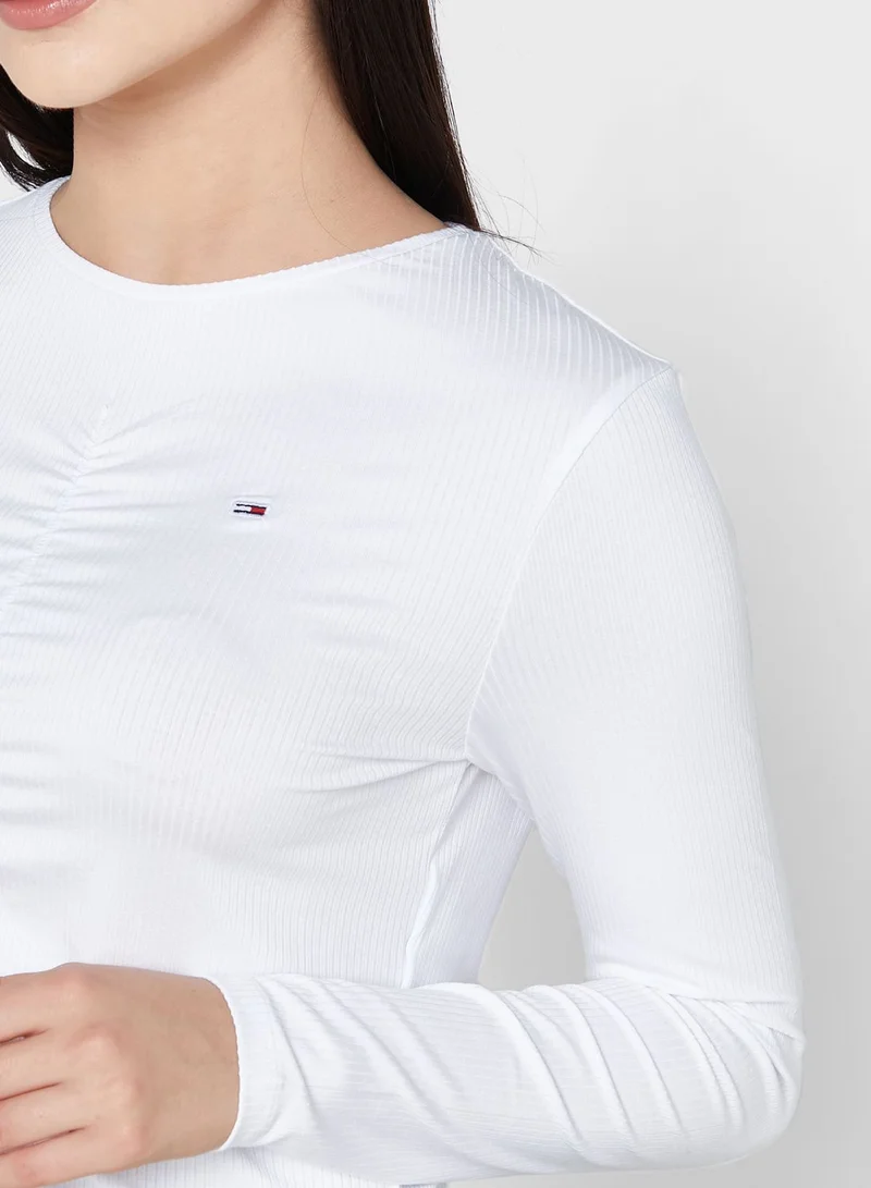 TOMMY JEANS Ruched Knitted Crop Top